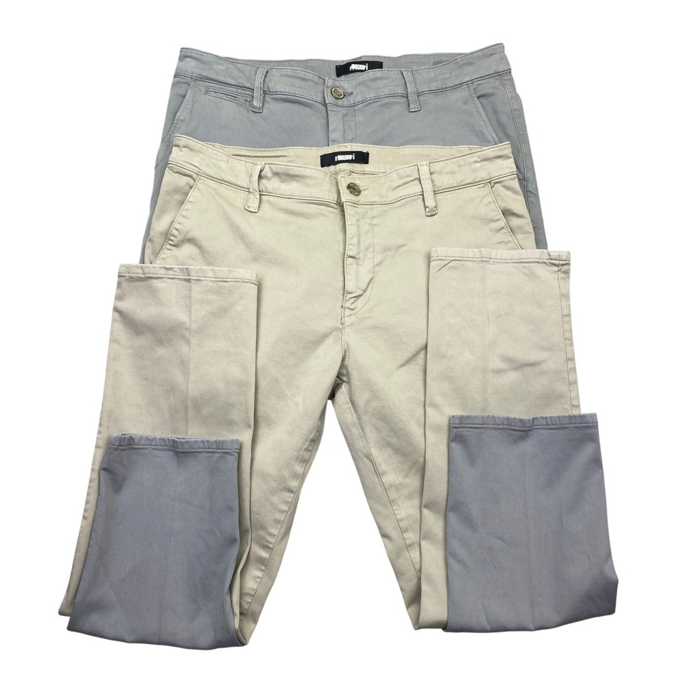 Lot of 2 Mavi Johnny Slim‎ Leg Chino Pants Mens Sz 33 Grey Khaki Cotton Stretch